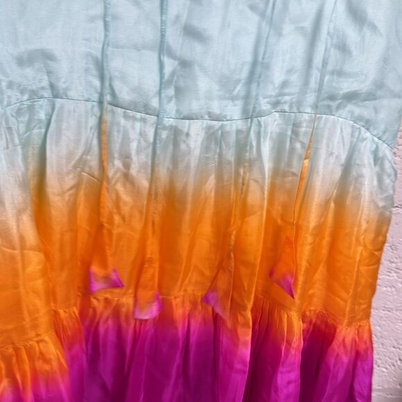 Karina Grimaldi Green Sundress Sleeveless Colorful Scoop Neck w Tassels NWOT - Picture 3 of 4